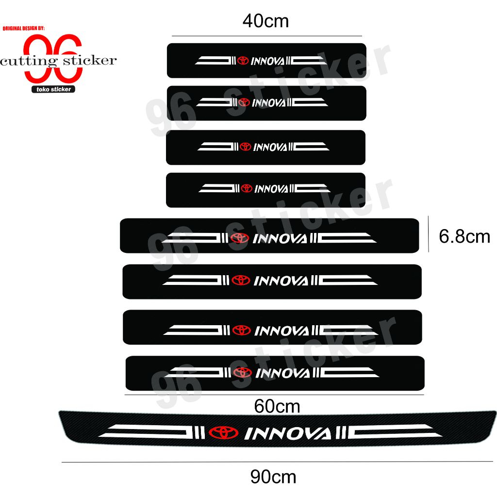 9pcs Sticker Sill Plate pelindung pijakan kaki 3d mobil TOYOTA INNOVA terbaru Harga 25,000 rupiah*Gratis Ongkir
