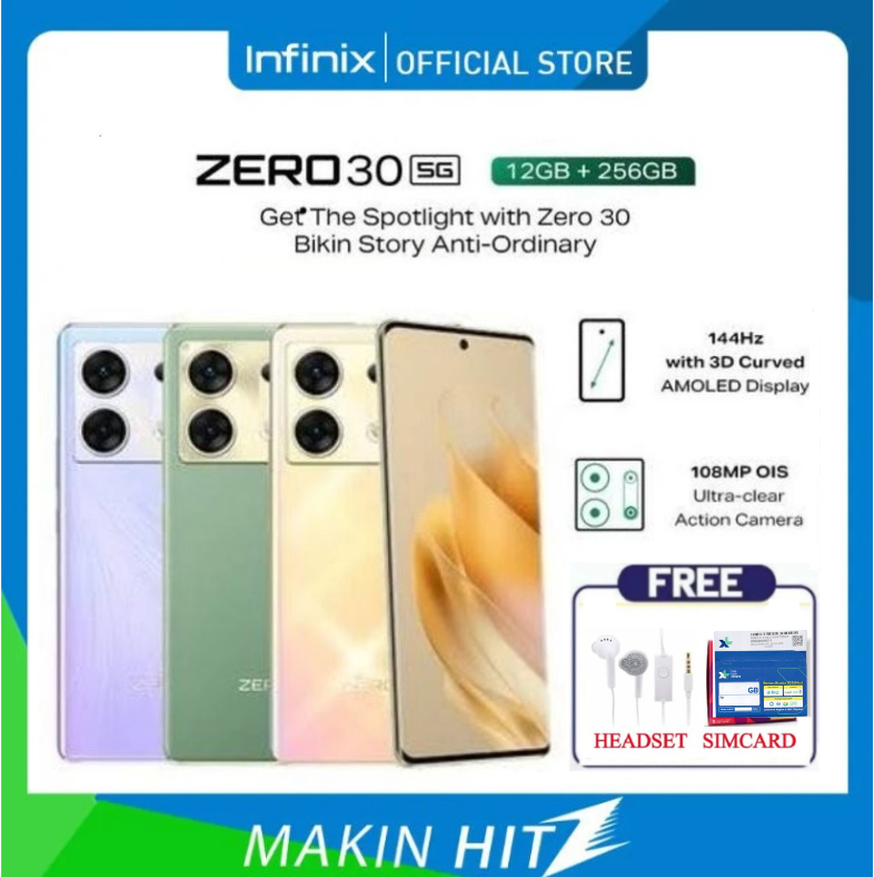 Infinix Zero 30 5G RAM 12/ 256 Gb Charging 68W wired Helio G99 - Free Sim Card Harga  3,500,000 Ringgit*Penghantaran Percuma