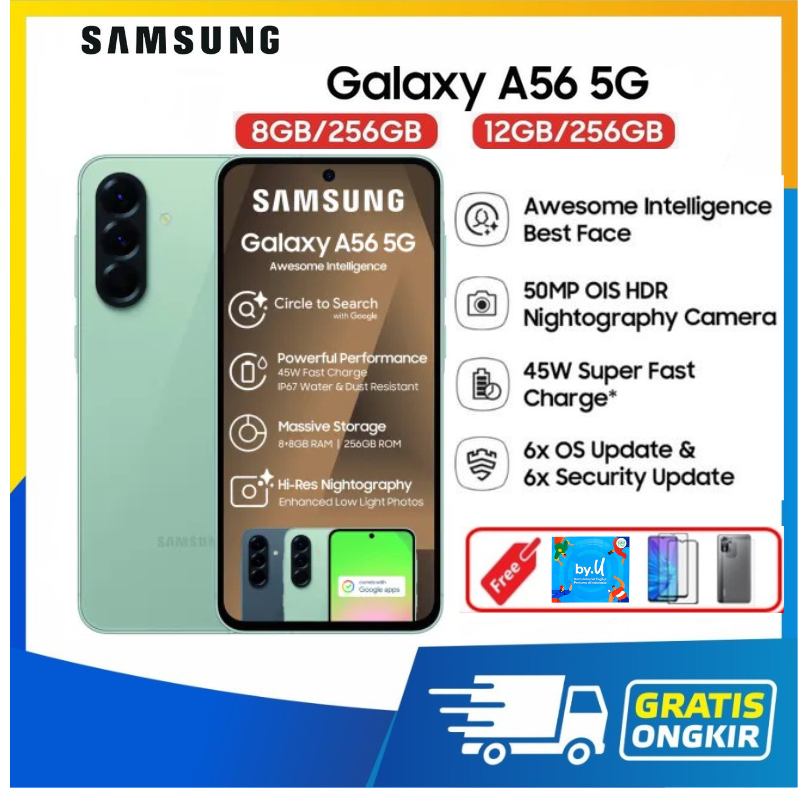 Samsung Galaxy A56 5G 8/256GB 12/256GB NFC warranty-8/256GB promo Harga 4,900,000 rupiah*Gratis Ongkir