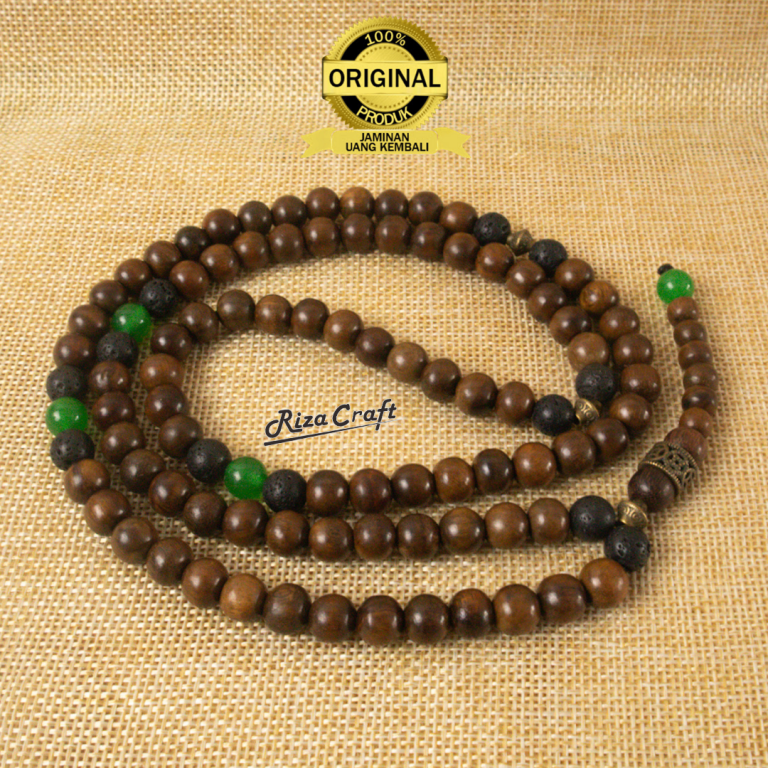 Tasbih Kayu Gaharu ASLI Wangi Original Kalimantan Super King Grade A Mewah 99 Butir sekat Giok Hijau - Merek Riza Craft Harga 190,000 rupiah*Gratis Ongkir