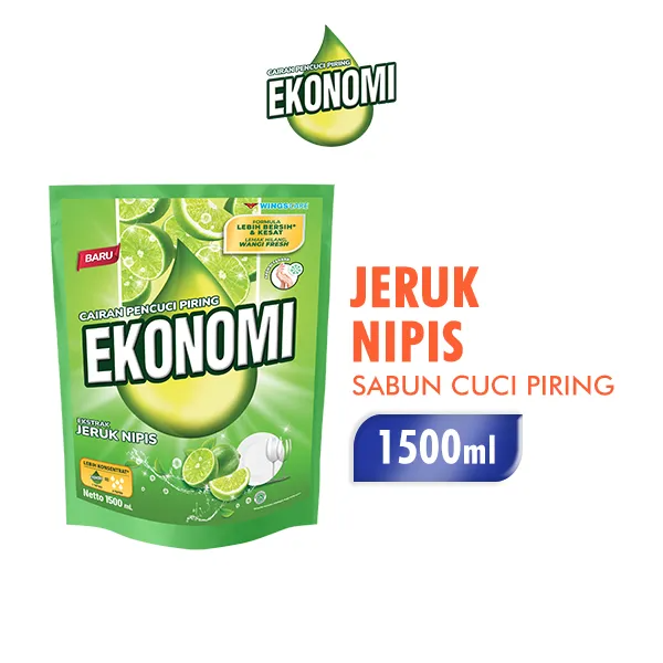 EKONOMI Power Liquid Sabun Cuci Piring Jeruk Nipis Pouch 1500ml - Merek ekonomi Harga 19,300 rupiah*Gratis Ongkir