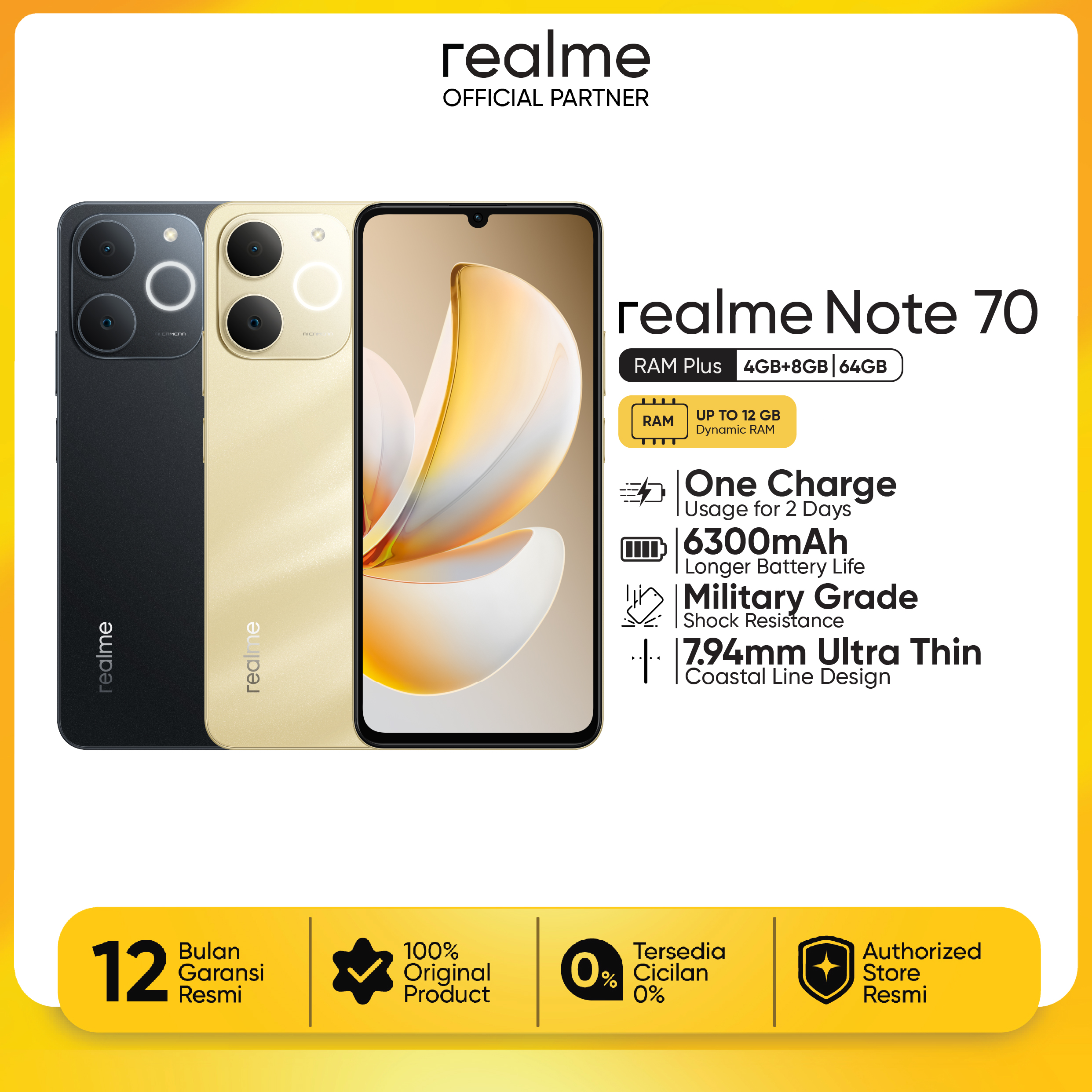 Realme Note 70 4Gb+64Gb. | 6300Mah Massive Battery | Unisoc T72 I P54 Dust & Water Resistance Giá 1,349,000 Đồng*Miễn phí vận chuyển