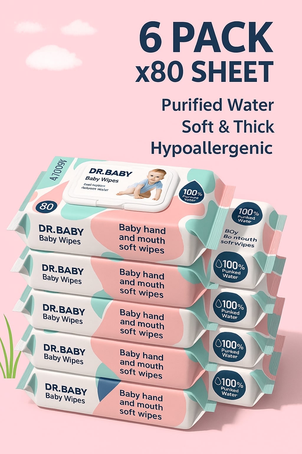 PAKET PELANGGAN BARU 6pack Tisu Basah Bayi DR.BABY 80s - Tanpa Pewangi, BPA Free, Lembut & Aman untuk Kulit Sensitif Harga 26,500 rupiah*Gratis Ongkir