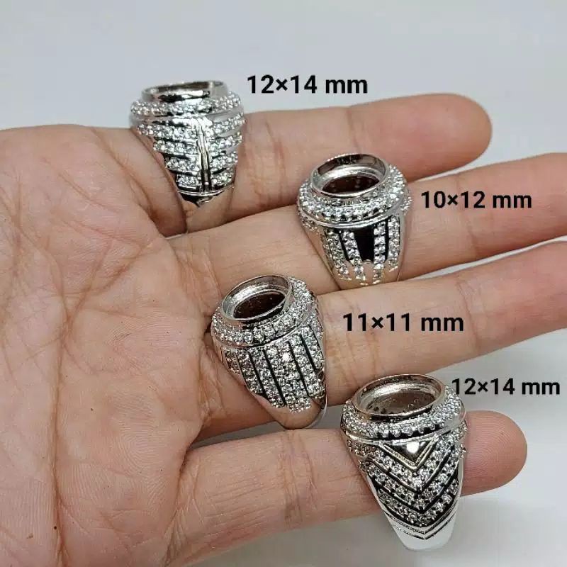 CINCIN EMBAN RING ALPAKA MICRO SETTING TANAM BERBAGAI DIMENSI BATU