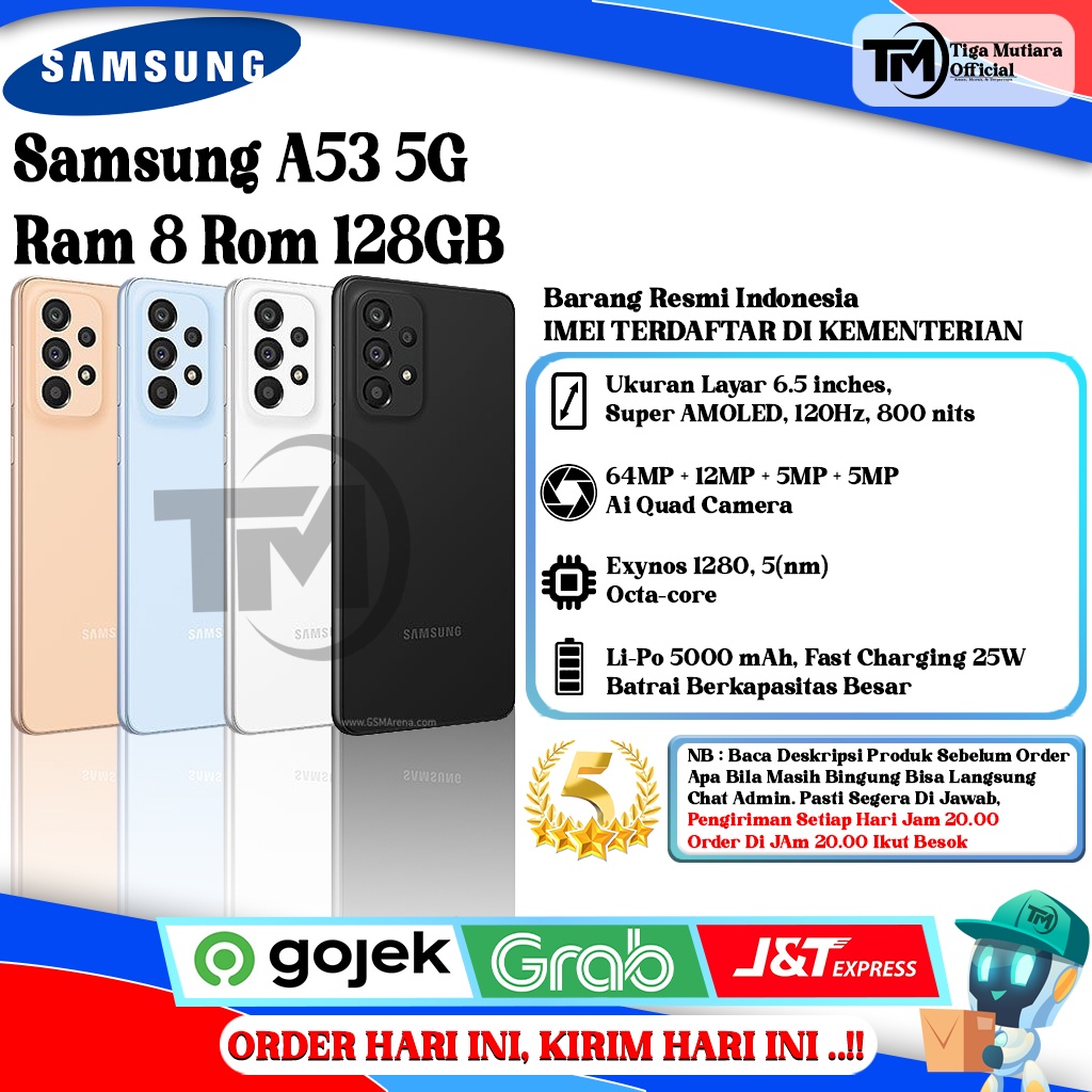 Samsung A53 5G Ram 8 Rom 128GB Harga 3,299,000 rupiah*Gratis Ongkir