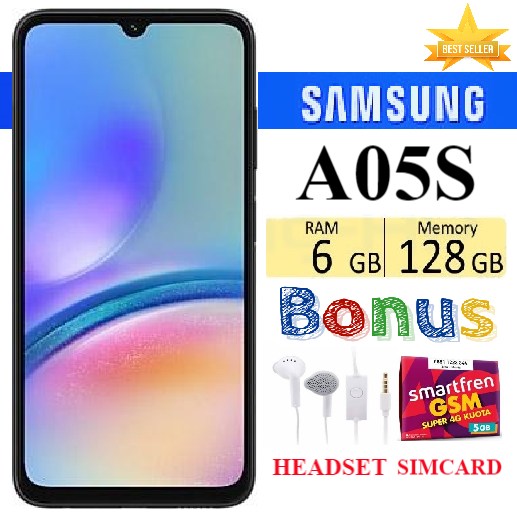 HP SAMSUNG GALAXY A05S RAM 6/128 GB FULLSET Bergaransi - FREE SIMCARD - PROMO Harga 1,800,000 rupiah*Gratis Ongkir