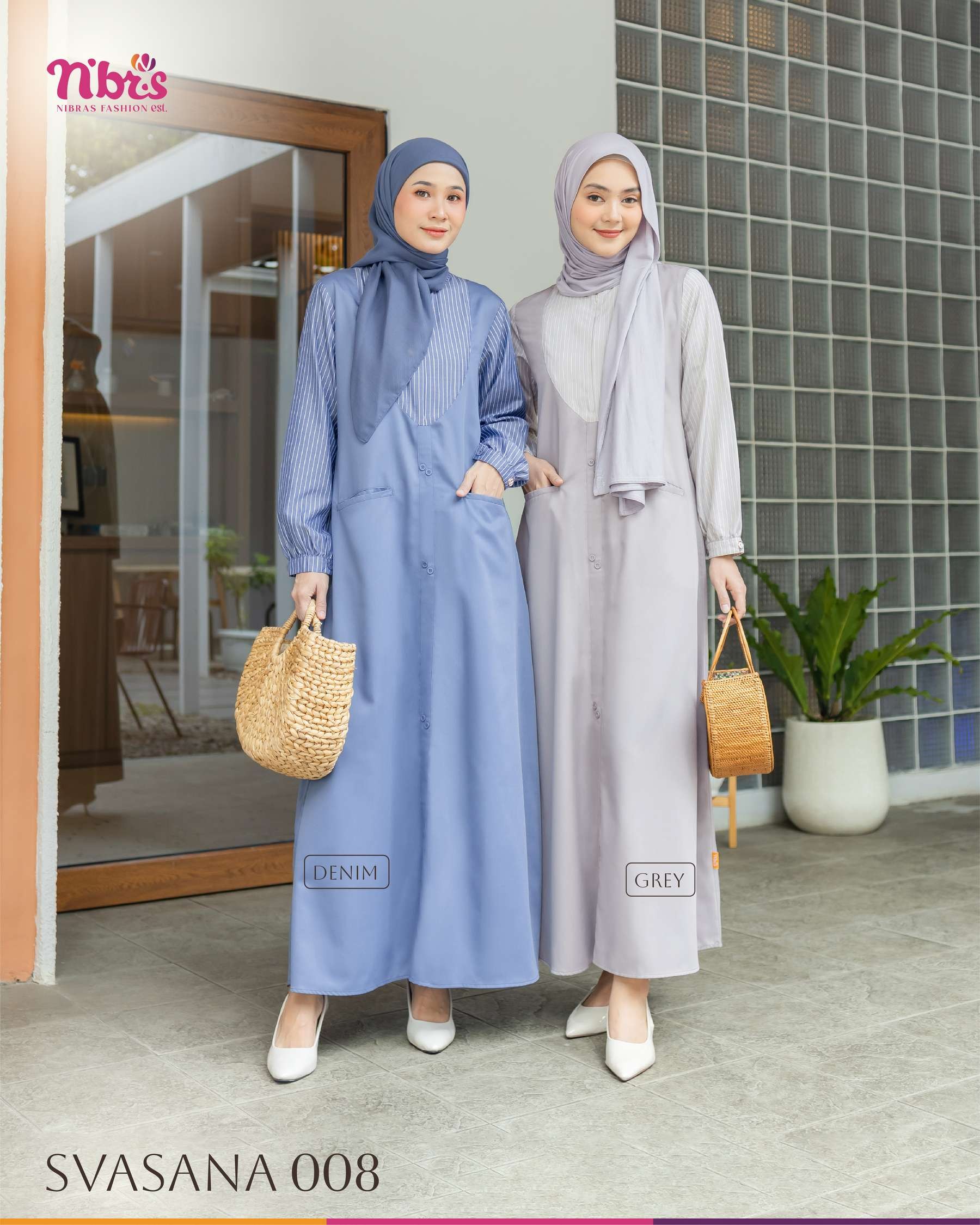 midi dress nibras gamis black dobby Produk NIBRAS HOUSE SOLO