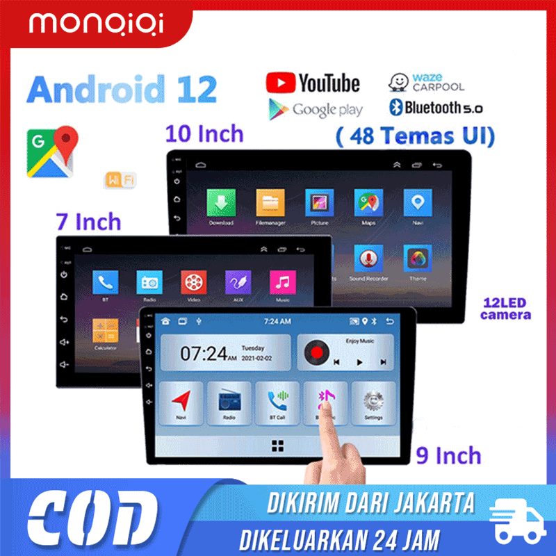 Monqiqi Car Gps Navigation 2Din 9Inch Ips Screen 4 Gb Ram 32 Gb Android 12 Car Radio Stereo Hd 1080P 2.5D Tempered Glass Car 10.1 Mp5 Player with Bluetooth/Head Unit Android Car Play Harga 698,000 rupiah*Gratis Ongkir