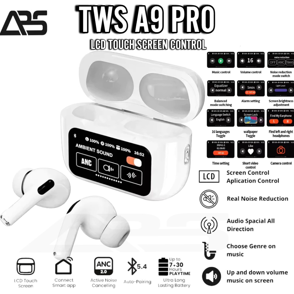 DABEST A9 Pro Earbuds With Screen Earphone Pintar Harga 89,999 rupiah*Gratis Ongkir