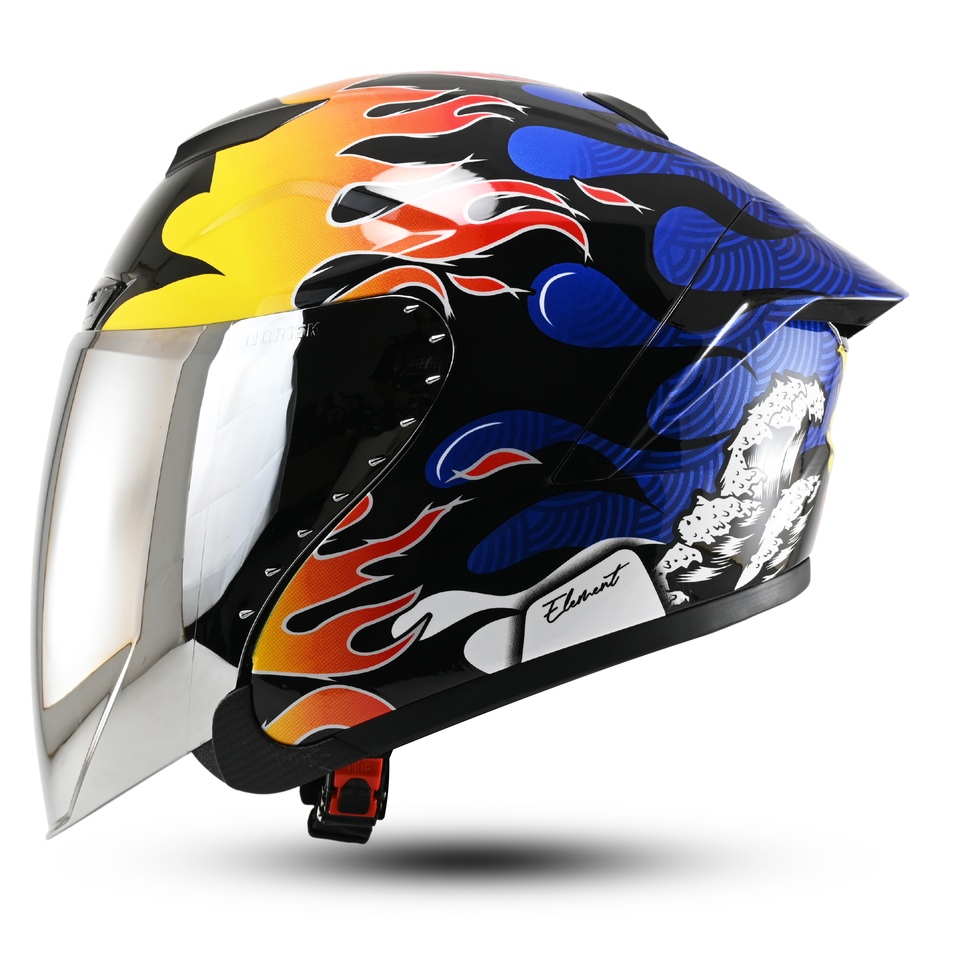 Jitsu Half Face Helmet J-Strike Scorpius Element Motif Trendy for Cool Guys Sni Harga 360,000 rupiah*Gratis Ongkir