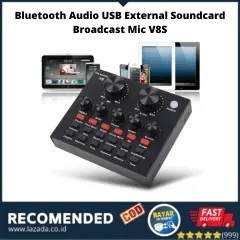 Bluetooth Audio USB External Soundcard Broadcast Mic V8S / Sound Effect Untuk Streaming / Professional Bluetooth Live Mixer Audio USB External Soundcard V8S /  Live Broadcast Microphone Headset / BISA COD BAYAR DI TEMPAT
