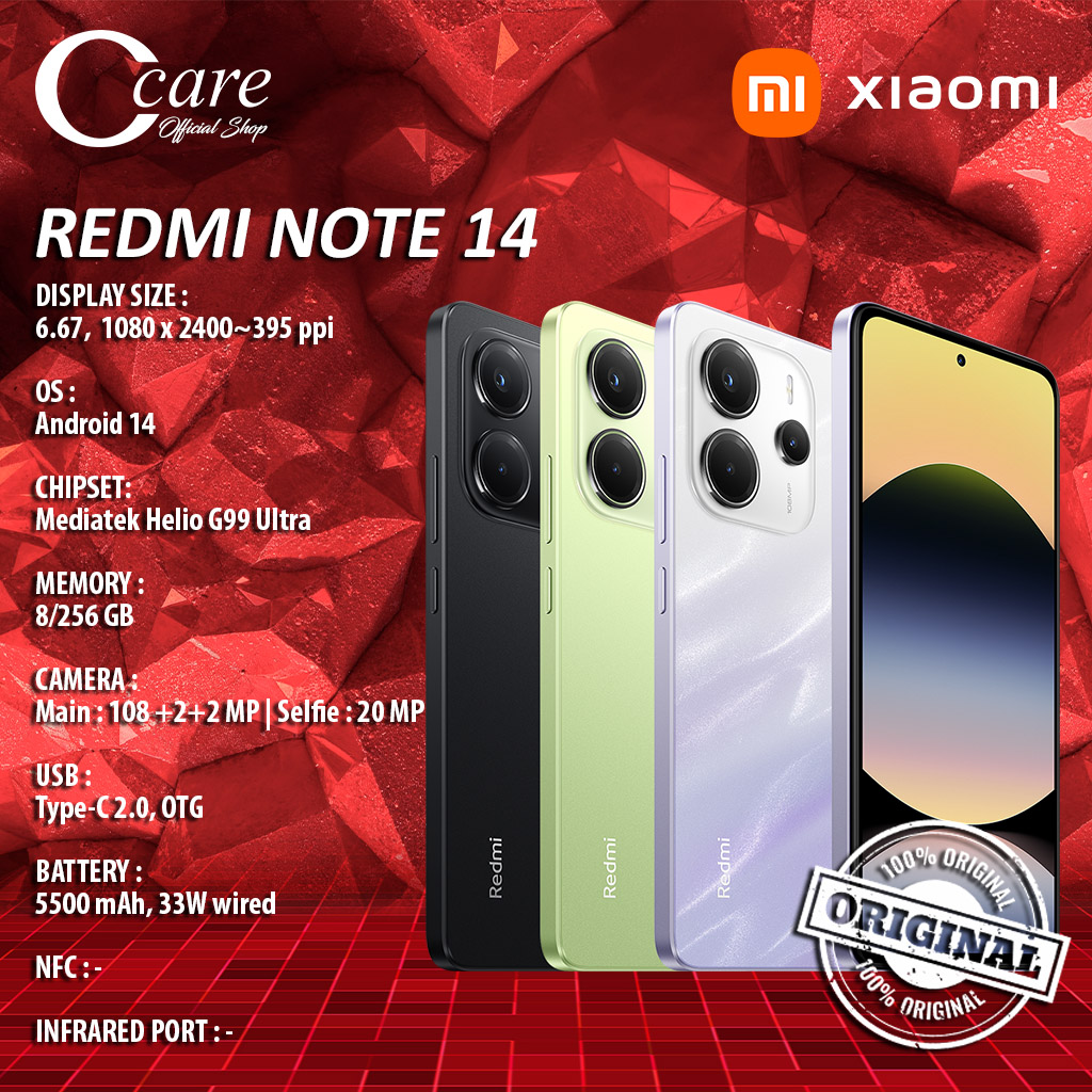 Xiaomi Redmi Note 14 8/256GB (GARANSI RESMI) Harga 2,535,000 rupiah*Gratis Ongkir