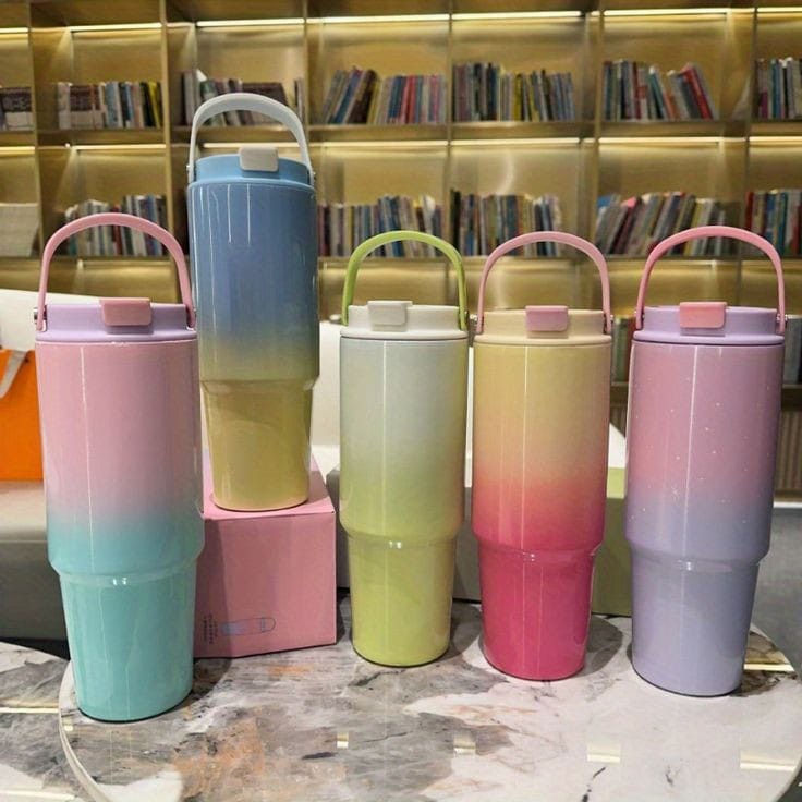 Barangunik2021 - Tumbler Viral Gradasi With Handle Tenteng Ukuran 900ml Dengan 2 Cara Minum Aesthetic