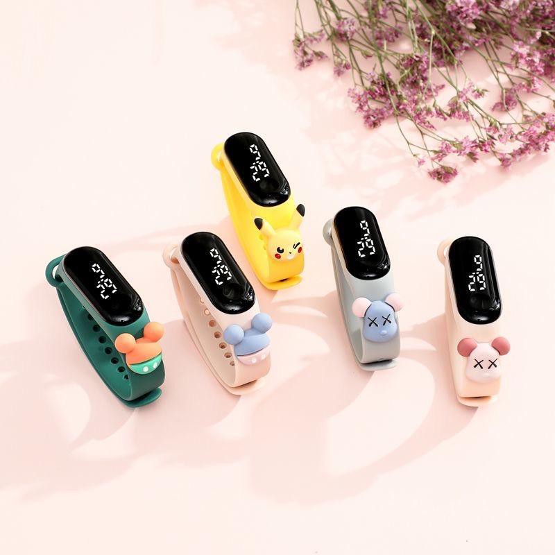 	 Axnat Jam Tangan Digital Elektronik Tahan Air Led Rubber Ip67 Motif Kartun Anak Lakilaki Perempuan P 	