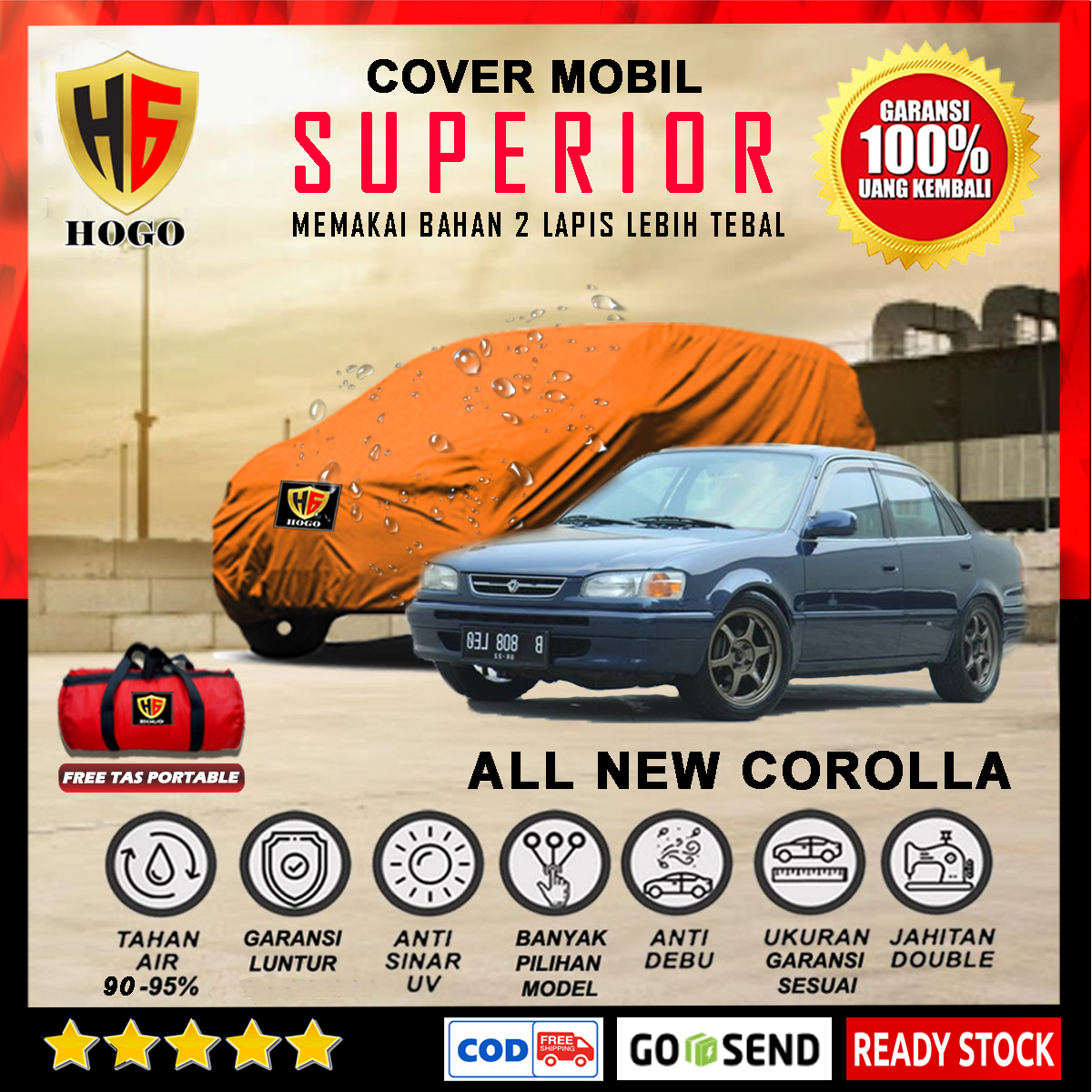 Body Cover Mobil All New Corolla Outdoor Waterproof / Sarung Mobil Sedan Corolla Waterproof / Selimut Tutup Mantol Kerudung Mantel Penutup Mobil Toyota Corolla Waterproof Outdoor Anti Air - SUPERIOR Giá 589,000 Đồng*Miễn phí vận chuyển