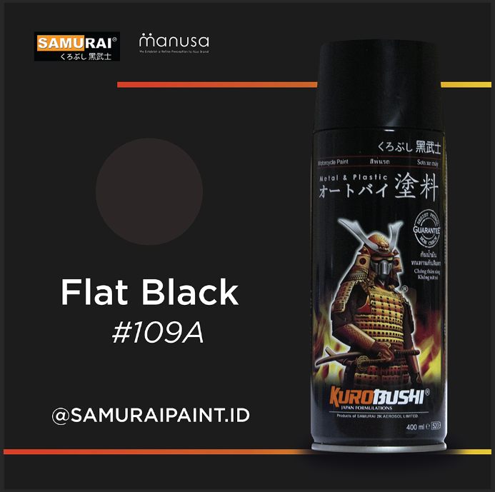 Samurai Paint Standard Flat Black 109a Hitam Doff Standar #109A Cat Aerosol Kualitas Kompresor Harga 48,000 rupiah*Gratis Ongkir