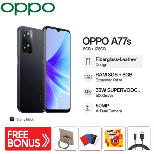 OPPO A77s 8GB/128GB Smartphone - 33W SUPERVOOCTM Giá 1,820,000 Đồng*Miễn phí vận chuyển