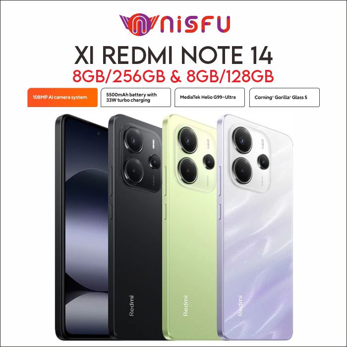 Xiaomi Redmi Note 14 | 108 MP AI camera system | 5500mAh 33W Turbo Charging | MediaTek Helio G99 Ultra Harga  2,399,000 Ringgit*Penghantaran Percuma