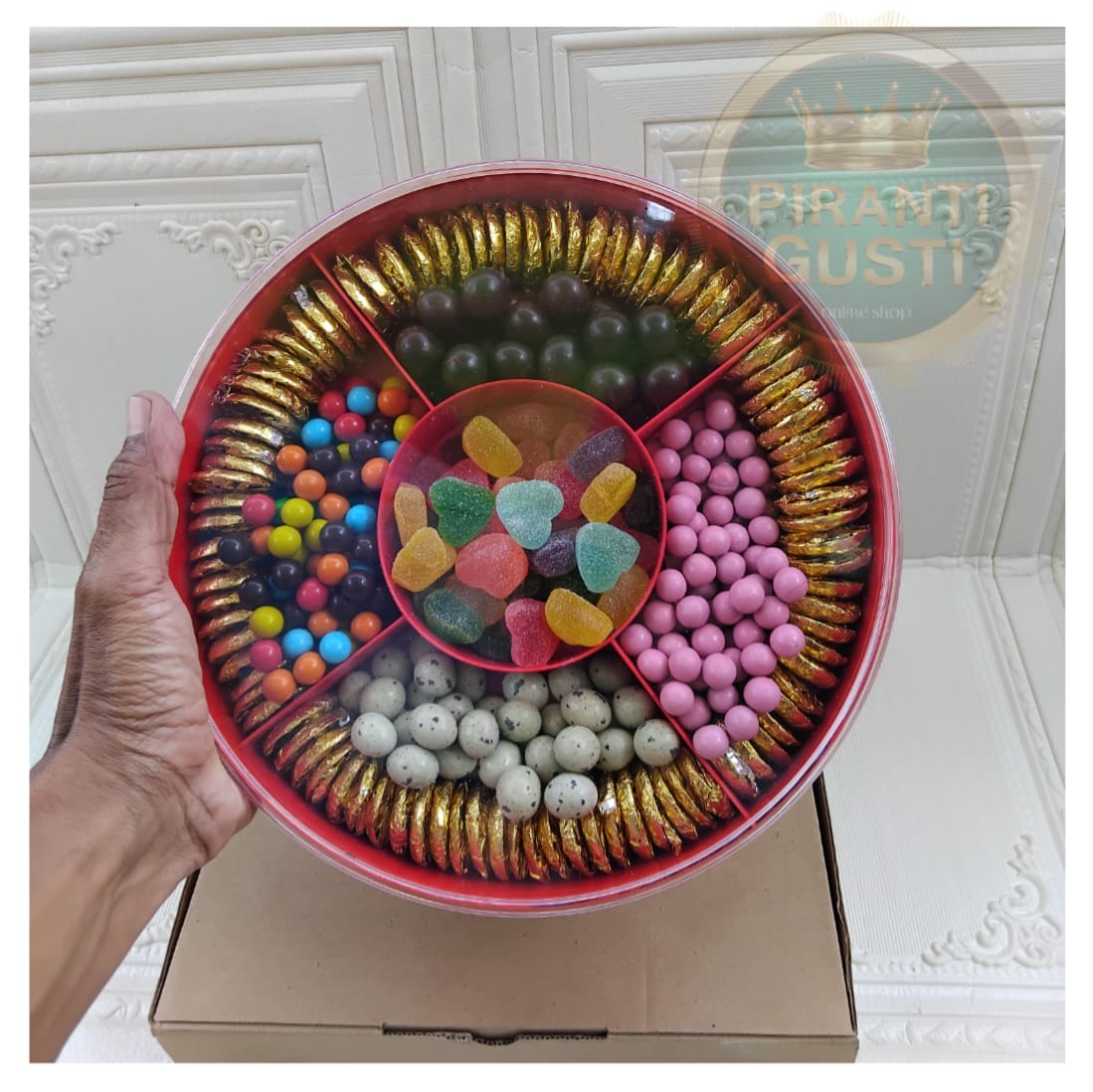 Paket coklat lagie tray bulat 5 skat,parcel coklat lebaran 5 skat