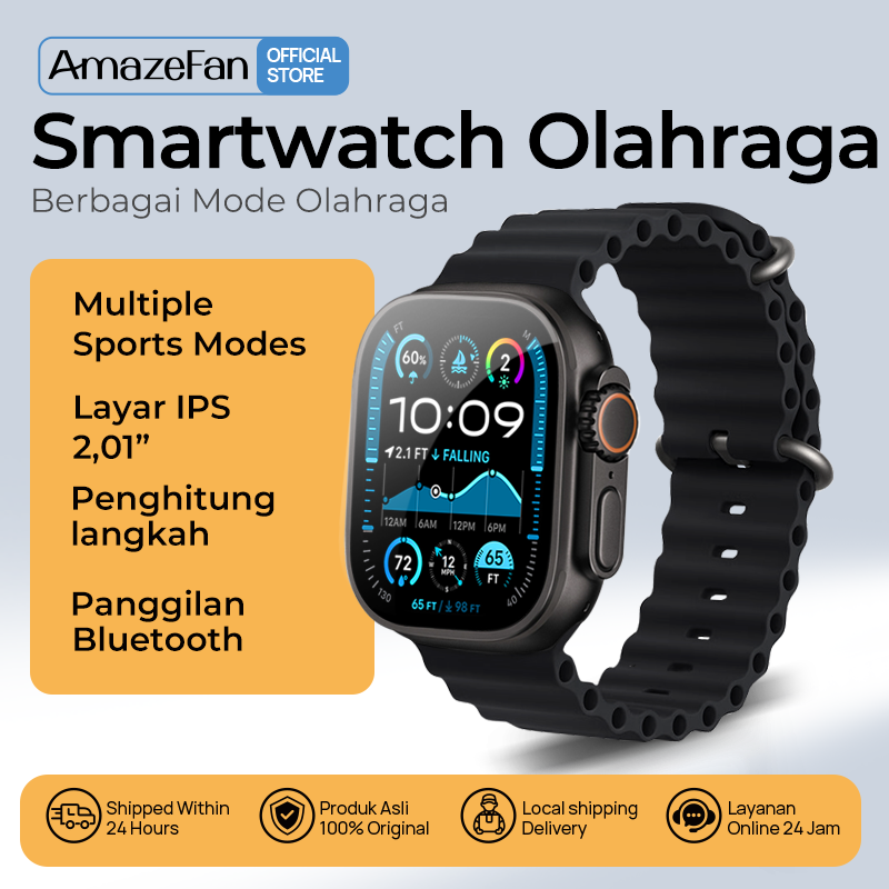 Amazefan Smartwatch X20 Ultra Black Men's Women's Watch Fashion Sport 49mm Titanium & Heartrate Smartwatch Men's Women's Bluetooth Call Android Ios Wireless - Merek AmazeFan Harga 98,999 rupiah*Gratis Ongkir