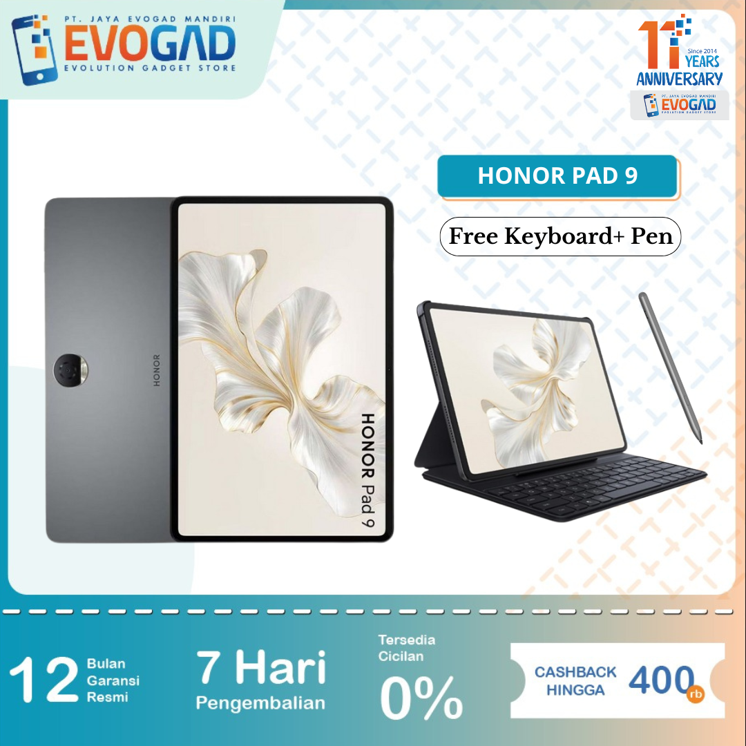 Honor Pad 9, 8/256Gb, Qualcomm Sm6450 Snapdragon 6, Li-Po 8300 Mah, Android 13 | Honor Indonesia Official Guarantee 1 Year Giá 4,316,000 Đồng*Miễn phí vận chuyển