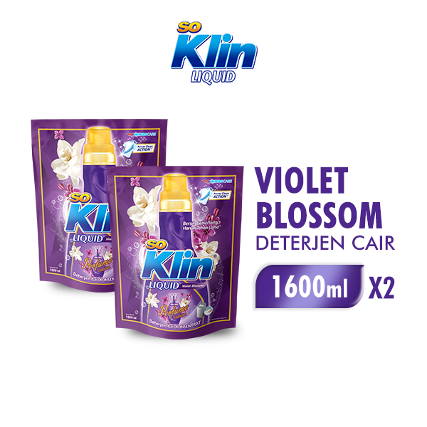 SOKLIN Deterjen Cair Violet Blossom 1600ML X 2 Harga  48,700 rupiah*Gratis Ongkir