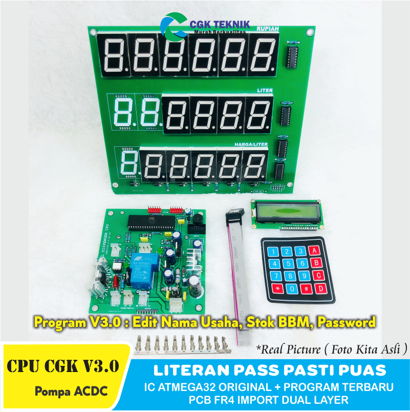 CGK TEKNIK - PAKET CPU PERTAMINI POM MINI CGK V3.0 ACDC + KEYPAD MEMBRANE + LCD1602 + 7SEGMEN MERAH Harga 580,000 rupiah*Gratis Ongkir