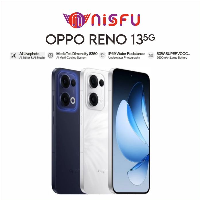 OPPO Reno13 5G 12/256GB [80W SUPERVOOC 5600mAh Battery, IP69 Water Resistance: Underwater Photography, AI Livephoto] Harga  5,599,000 Ringgit*Penghantaran Percuma
