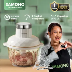SAMONO 300W Food Chopper Kaca  2L Food Processor Multifungsi MPASI Penggiling Daging Sayur 2 Speed SW-C300