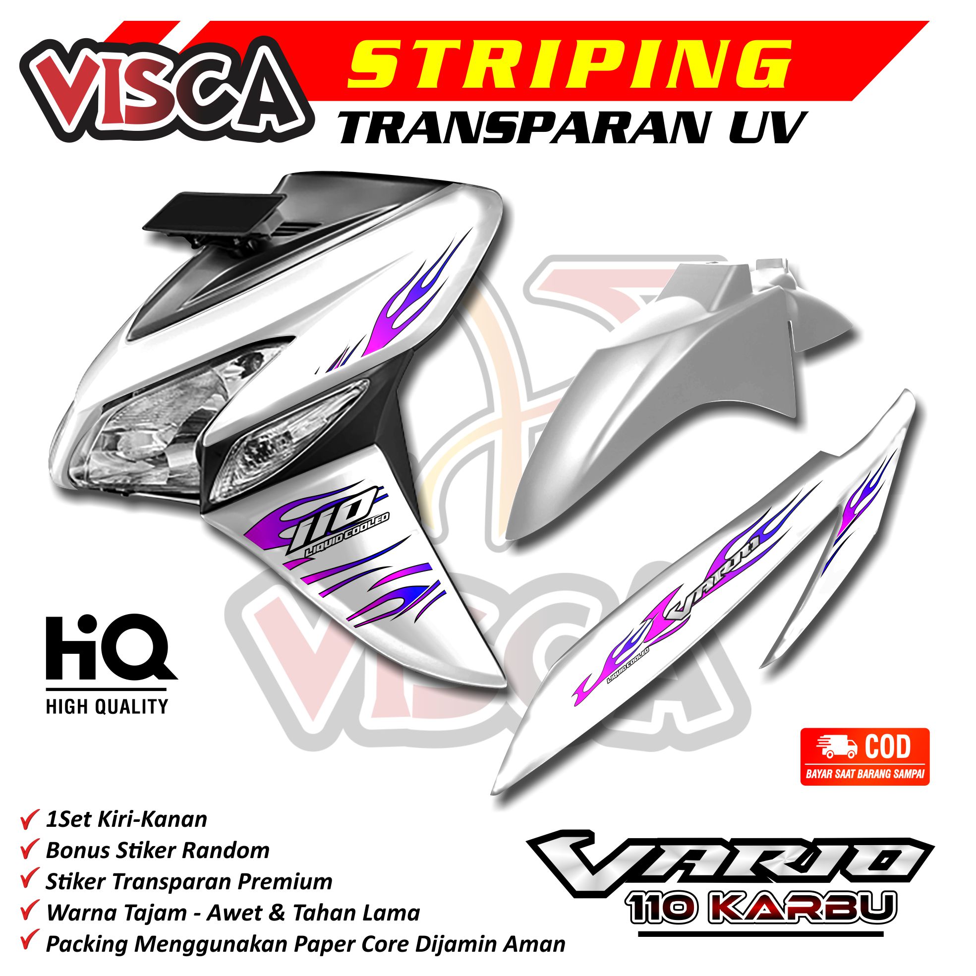 Transparent Striping Vario 110 Karbu Simple Design Flame Variation Gradation Harga 29,000 rupiah*Gratis Ongkir