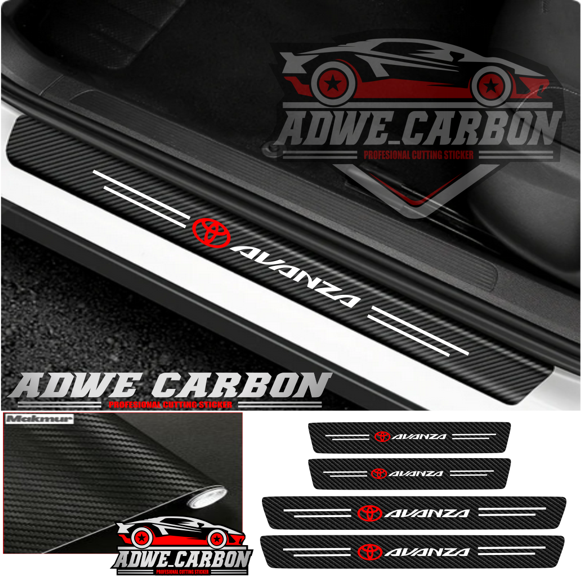 Toyota Avanza car protection sticker carbon fiber anti scratch Harga 35,000 rupiah*Gratis Ongkir