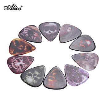Gambar Alice AP 10R1 10pcs pack Single sided Color Printing Celluloid Guitar Picks Plectrum Skull Series   intl