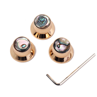 Gambar BolehDeals Pack of 3 Golden Volume Tone Speed Control Knobs forElectric Guitar Bass #2