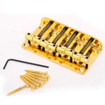 Gambar Musiclily 4 String Vintage Style Bass Hardtail Bridge for FenderPrecision Jazz Bass Top Load Upgrade,Gold   intl