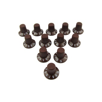Gambar Musiclily Plastic Skirted Style Control Amp Effect Pedal Knobs forFender Strat Tele Guitar, Brown (Pack of 12)   intl