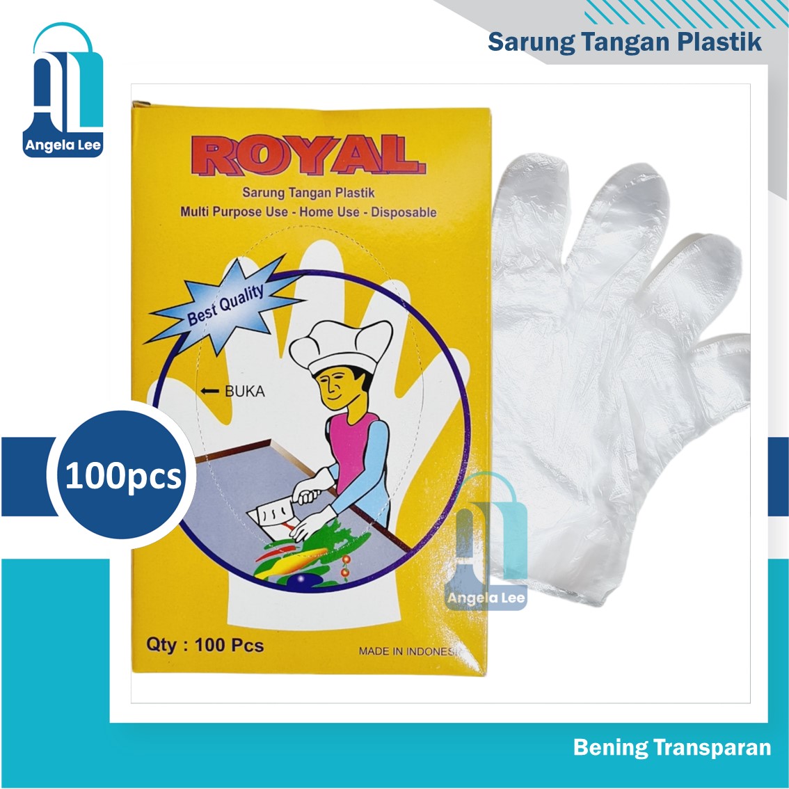 Sarung Tangan Plastik Premium Serbaguna Royal isi 100lembar - Merek SM Harga 7,200 rupiah*Gratis Ongkir