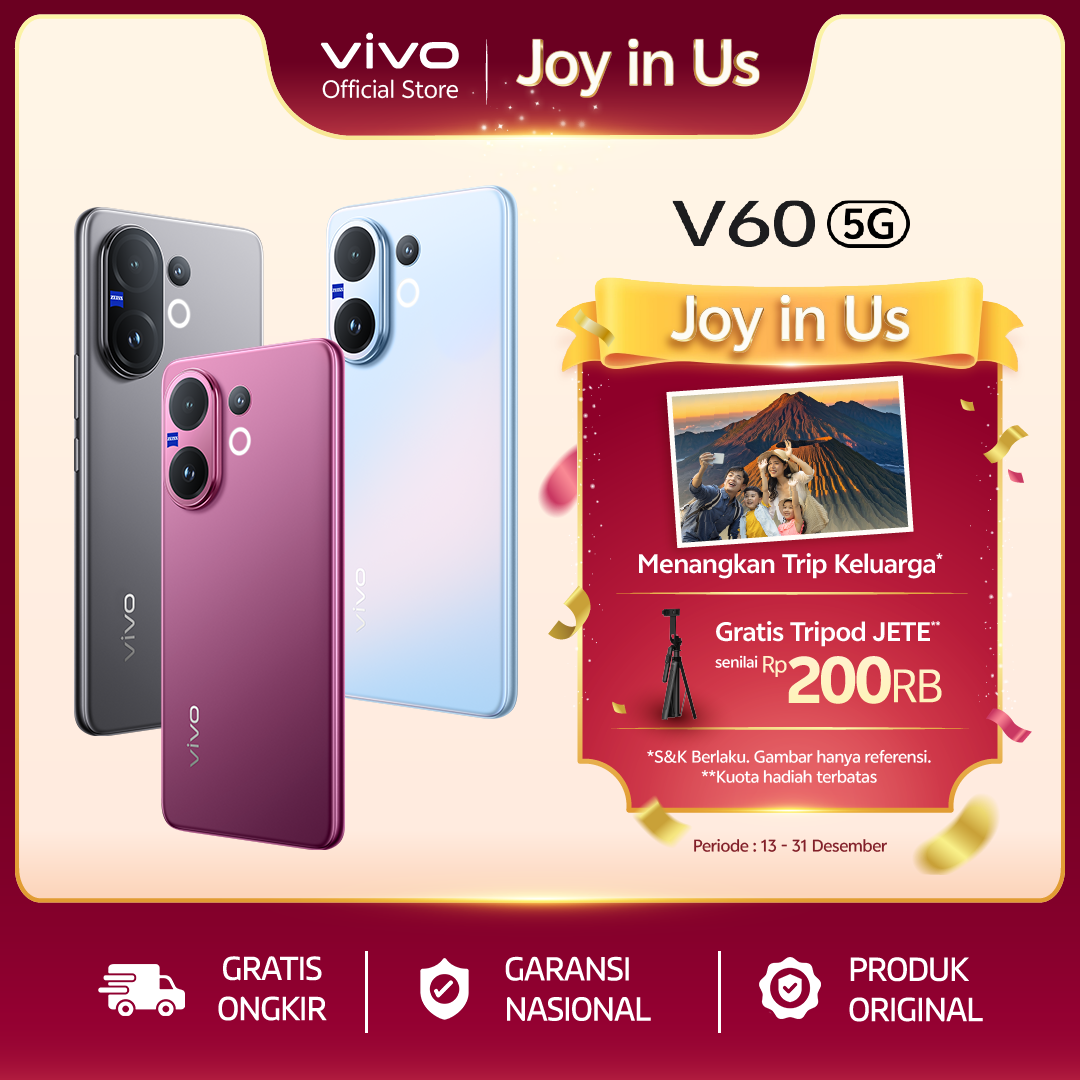 [NEW LAUNCH] vivo V60 5G 10x Zoom Telephoto, ZEISS Multifocal Potrait, Snapdragon 7 Gen 4, IP68+IP69, vivo AI Harga  6,999,000 Ringgit*Penghantaran Percuma