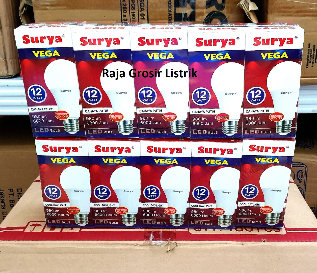 Paket Reseller 10 Pcs Lampu LED Surya Vega 12 Watt Bohlam LED - Merek Surya Harga 116,500 rupiah*Gratis Ongkir