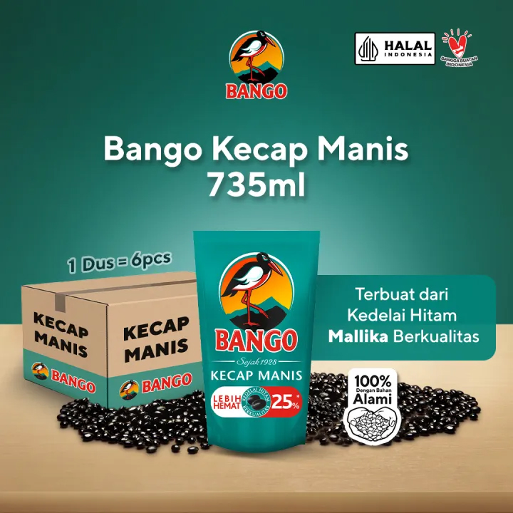 Bango Kecap Manis 735ml / 950gr isi 6 pcs [Karton] Harga 157,100 rupiah*Gratis Ongkir