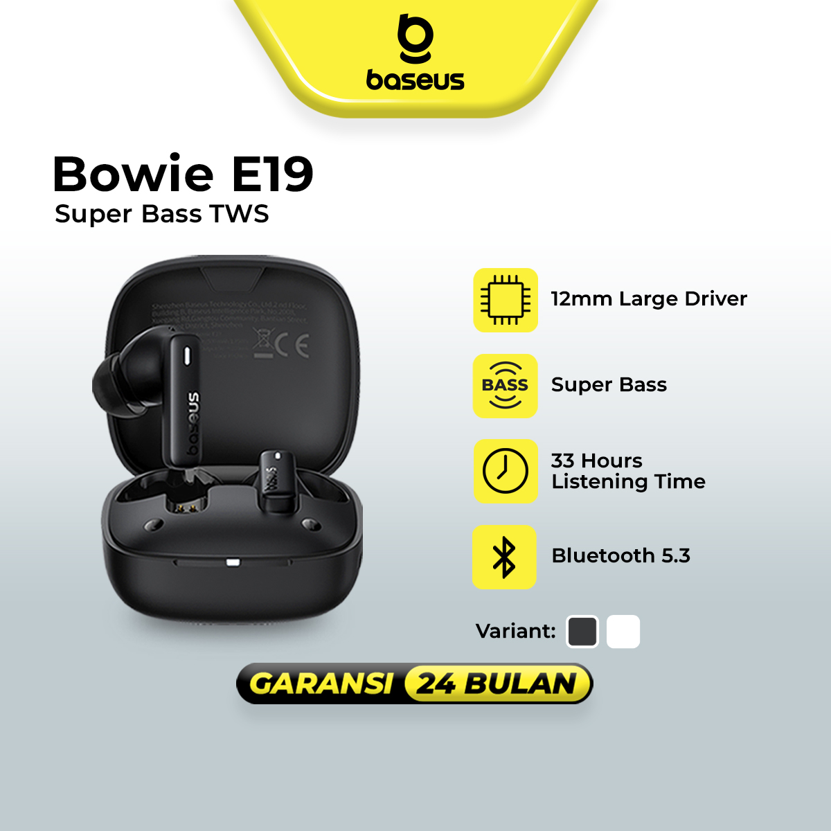 Baseus E19 Tws Enc True Wireless Earphones - Merek BASEUS Harga 159,000 rupiah*Gratis Ongkir