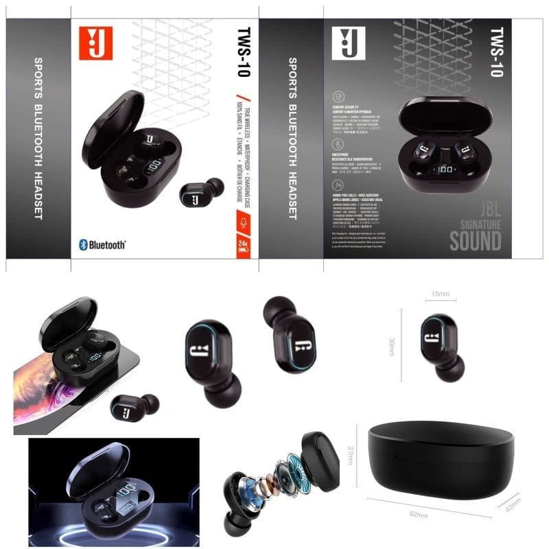 JBL TWS10 Wireless Stereo earbuds Bluetooth5.0 Handsfree LED