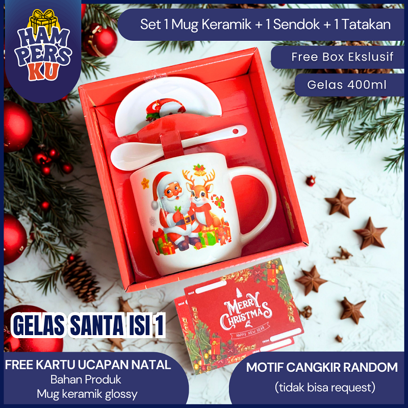 Christmas Cup set ceramic Christmas mug with spoon Christmas hadiah glass Santa 1 Christmas hadiah Cup…