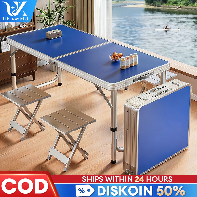 Folding Table Suitcase Folding Table 120X60Cm Aluminum Camping Table Outdoor Folding Table Blue Folding Dining Table Harga 175,000 rupiah*Gratis Ongkir