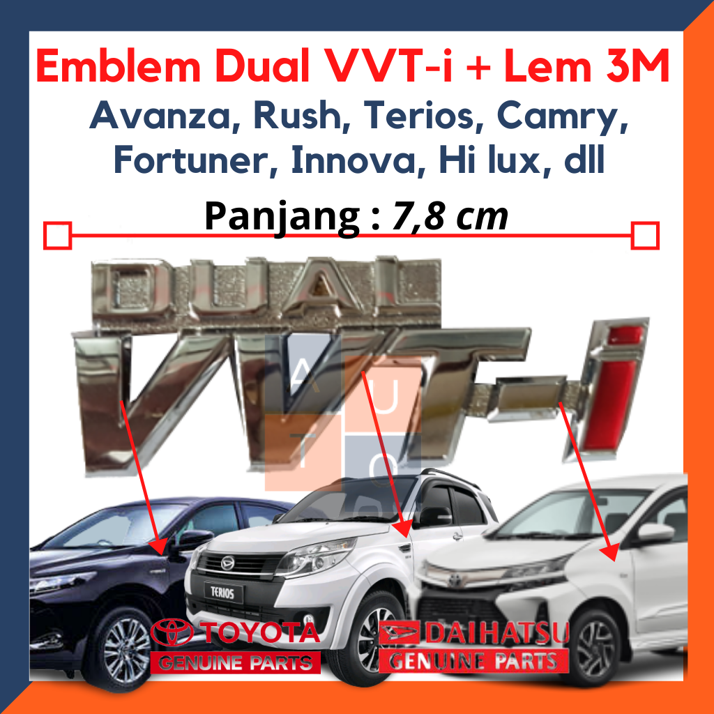Emblem Dual VVT-i Avanza, Rush, Terios, Camry, Fortuner, Innova, Hi Lux dll Giá 49,900 Đồng*Miễn phí vận chuyển
