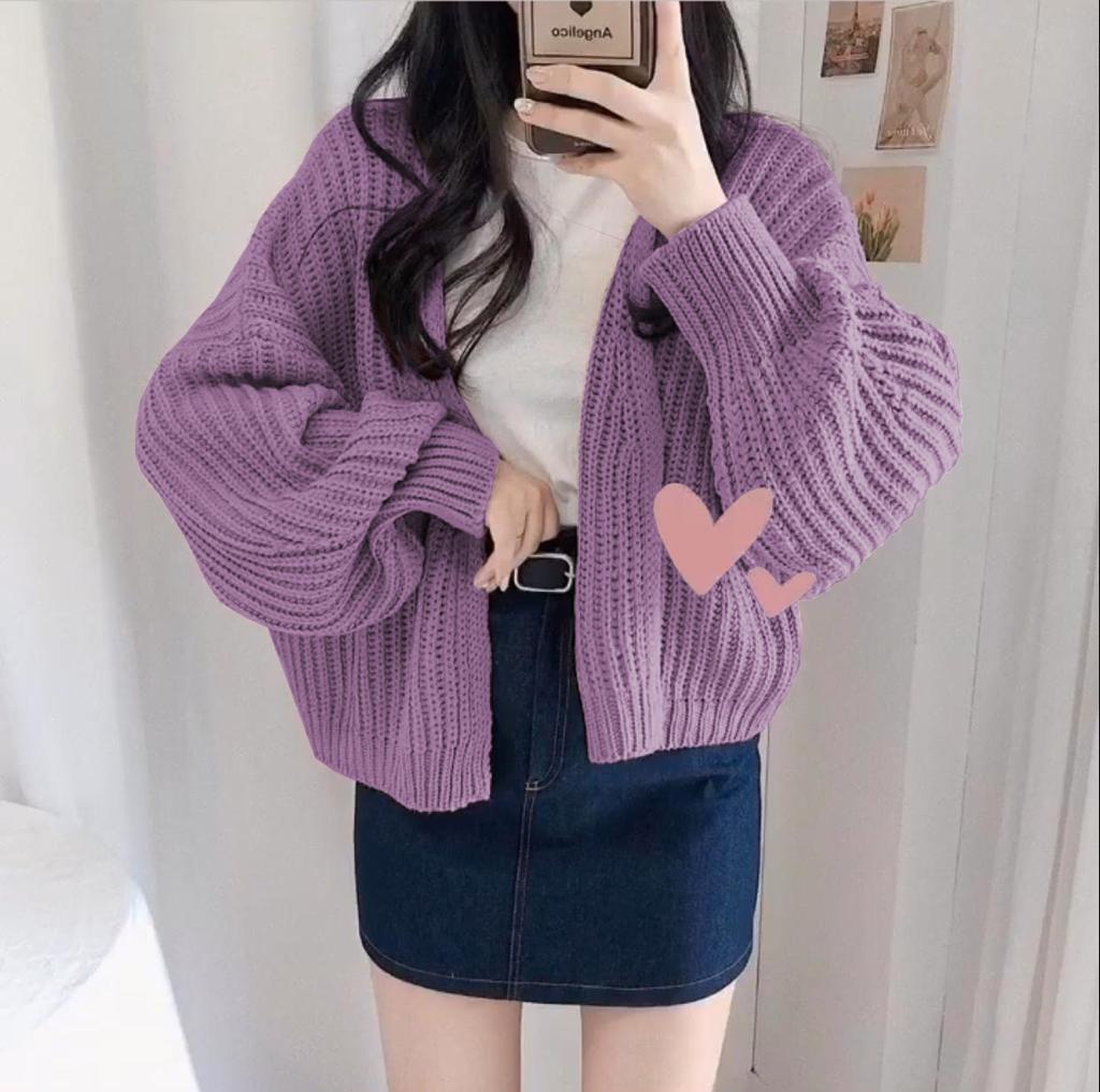 Cardigan Rajut Lilac Oversize on Sale 