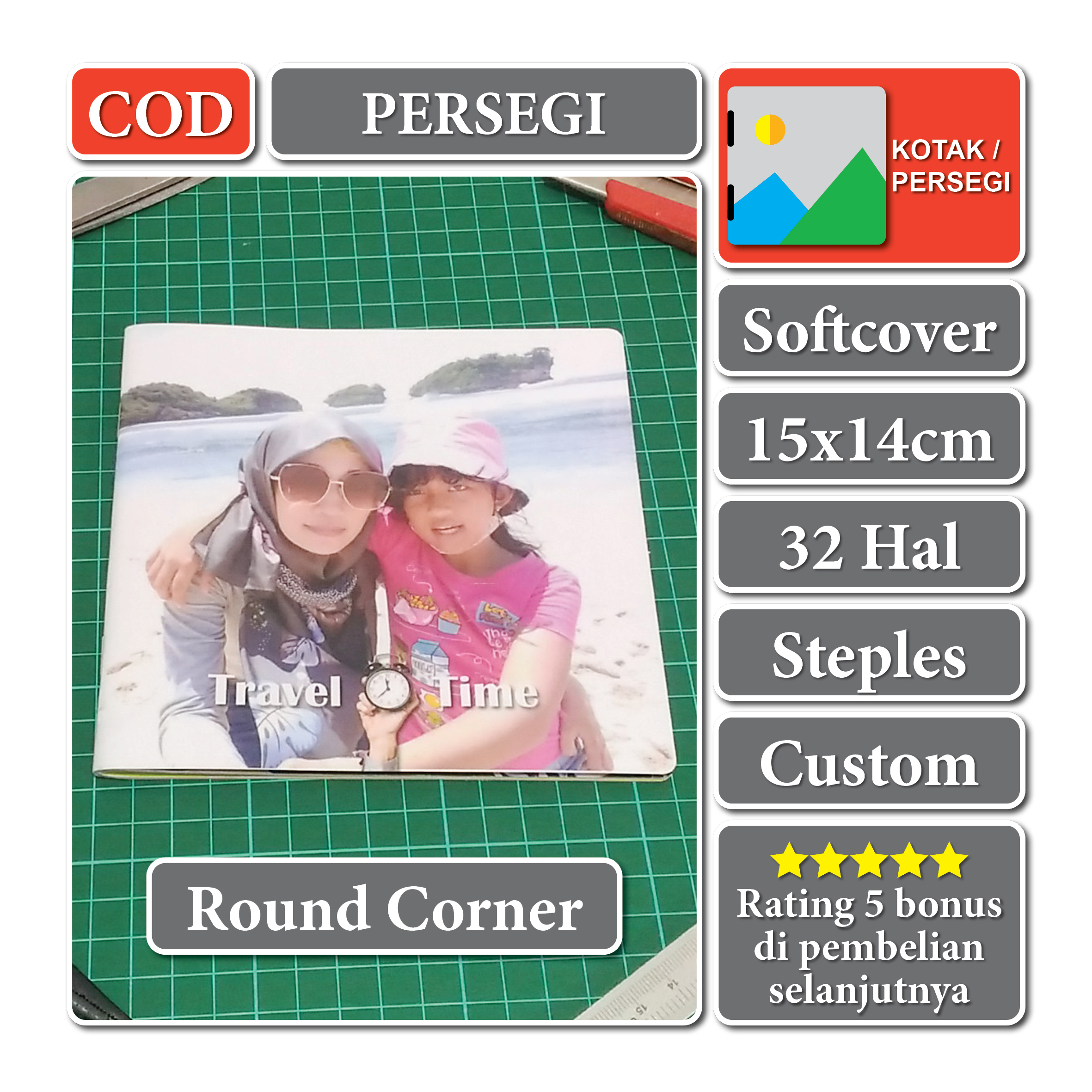 Photobook Album Foto Custom, Buku Album Foto Softcover Persegi Kotak