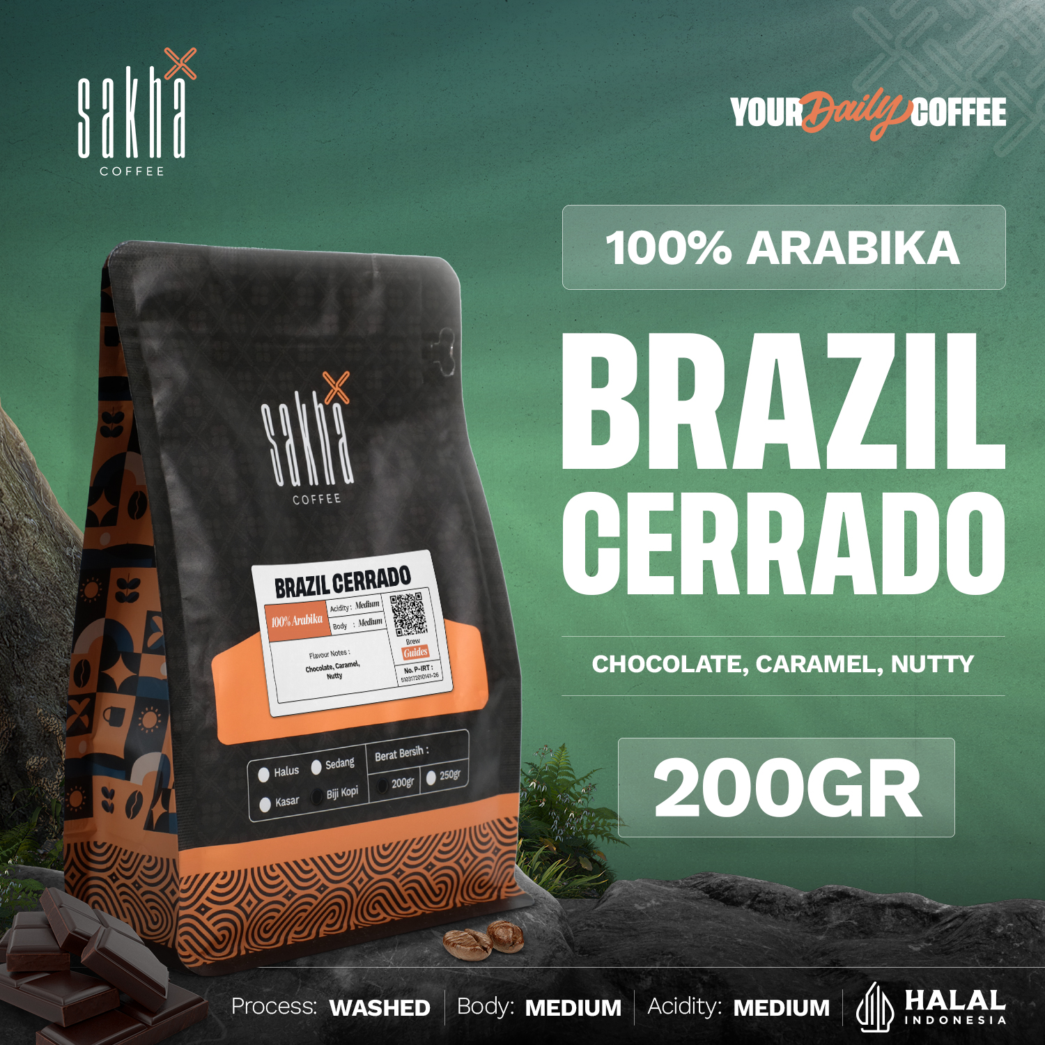 Brazilian Arabica Coffee Cerrado Arabica Coffee Beans 200Gr Coffee Beans Powder