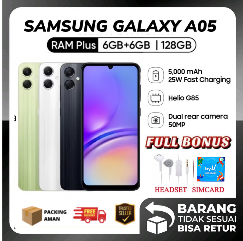 Samsung Galaxy A05 Ram 6 Gb Rom 128 Gb 50 Mp - 4/64 Gb - Warranty Harga 1,030,000 rupiah*Gratis Ongkir