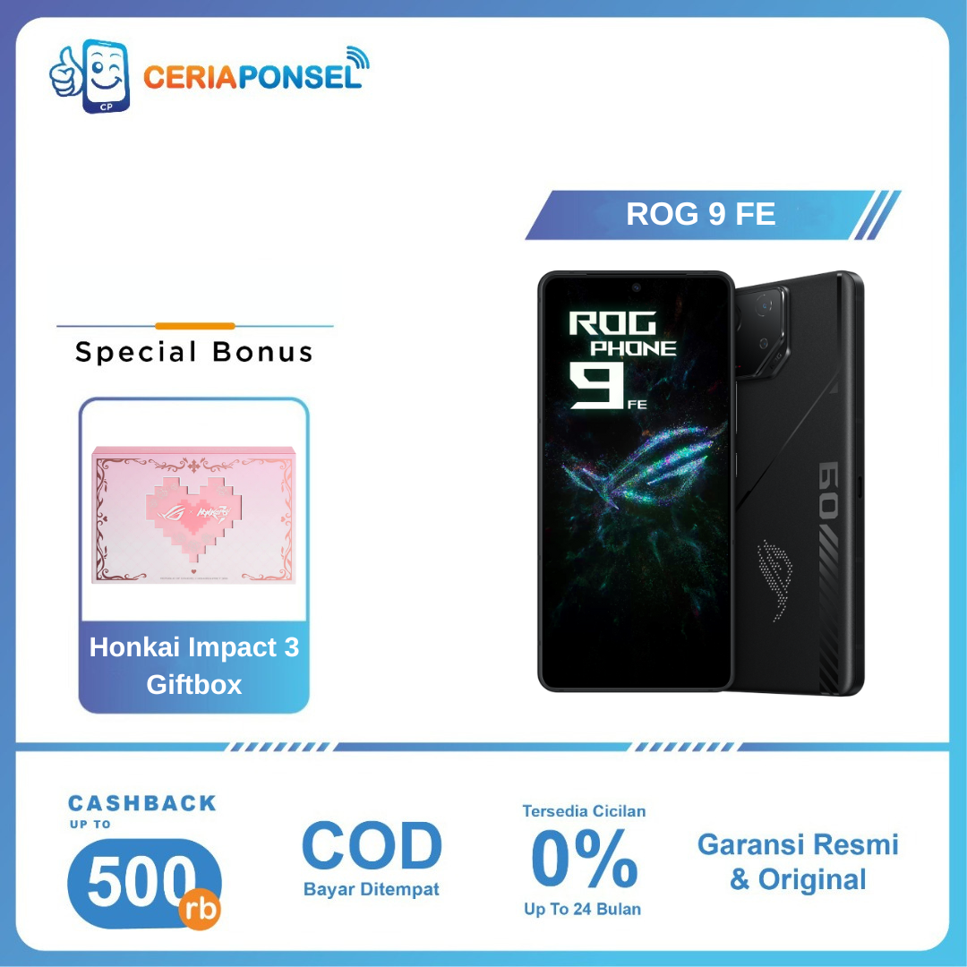 Asus Rog Phone 9 Fe 12/256 and 12/512 Qualcomm Snapdragon 8 Gen 3 | Official Guarantee Harga 7,335,000 rupiah*Gratis Ongkir