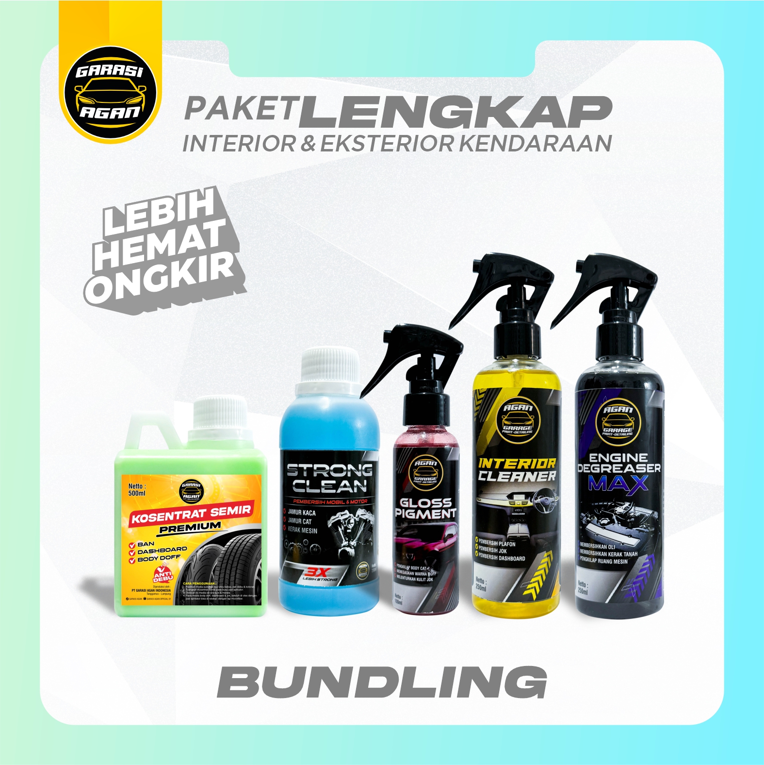 GARASI AGAN PAKET LENGKAP Pembersih dan Pengkilap Interior, Mesin, Body, Kaca dan Ban Mobil Motor Harga 148,000 rupiah*Gratis Ongkir
